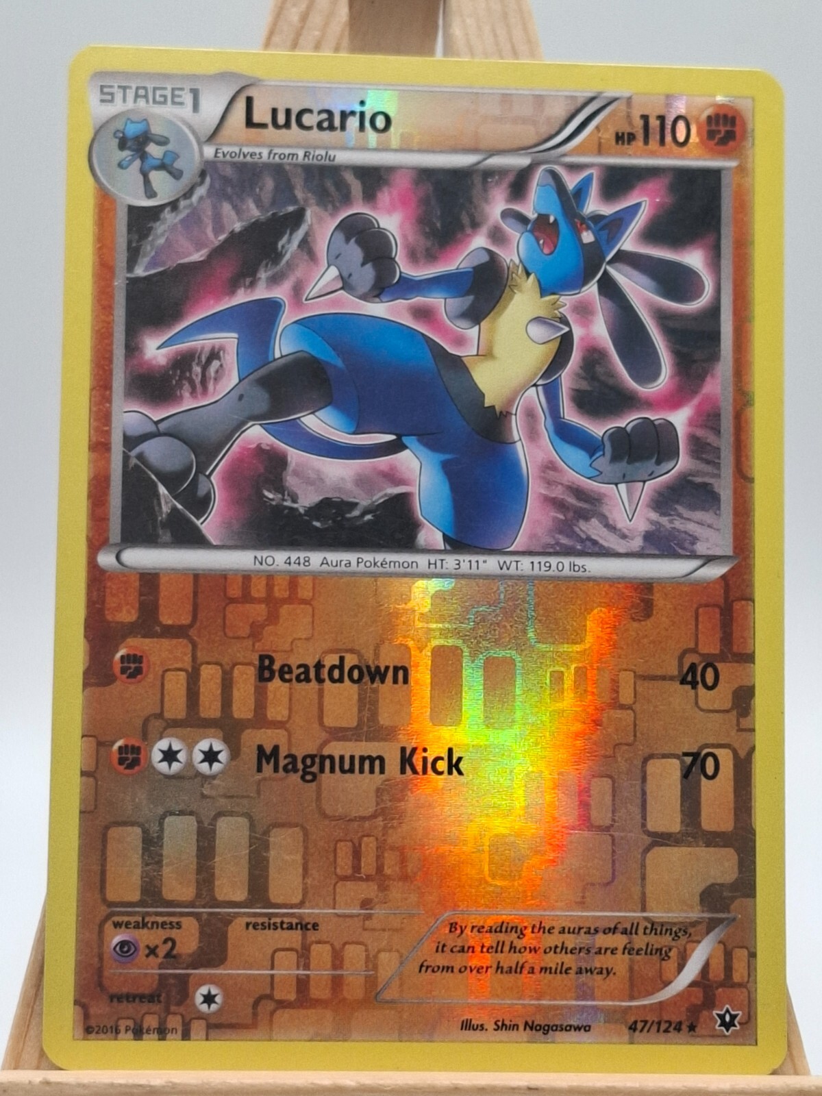 Lucario, 47/124, Fates Collide, Reverse Holo, NM/LP