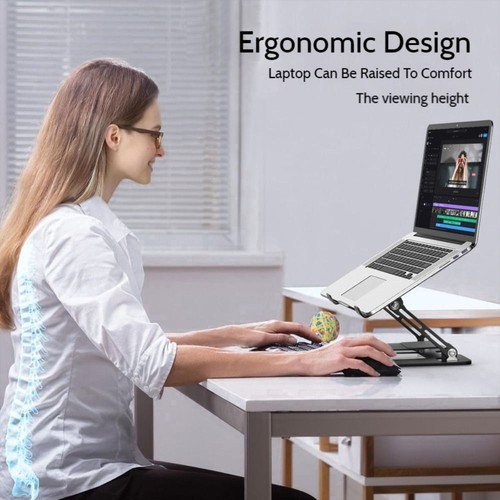 Vertical Tablet Stand Carbon Steel Cooling Bracket 2-in-1 Laptop Stand Office - Photo 5/14
