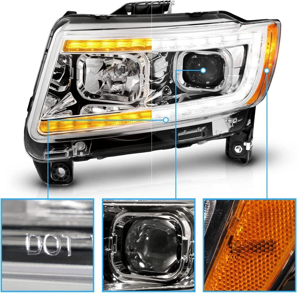FOR 2011-2013 Jeep Grand Cherokee Switchback LED Sequential Chrome Headlights - Image 3 of 4