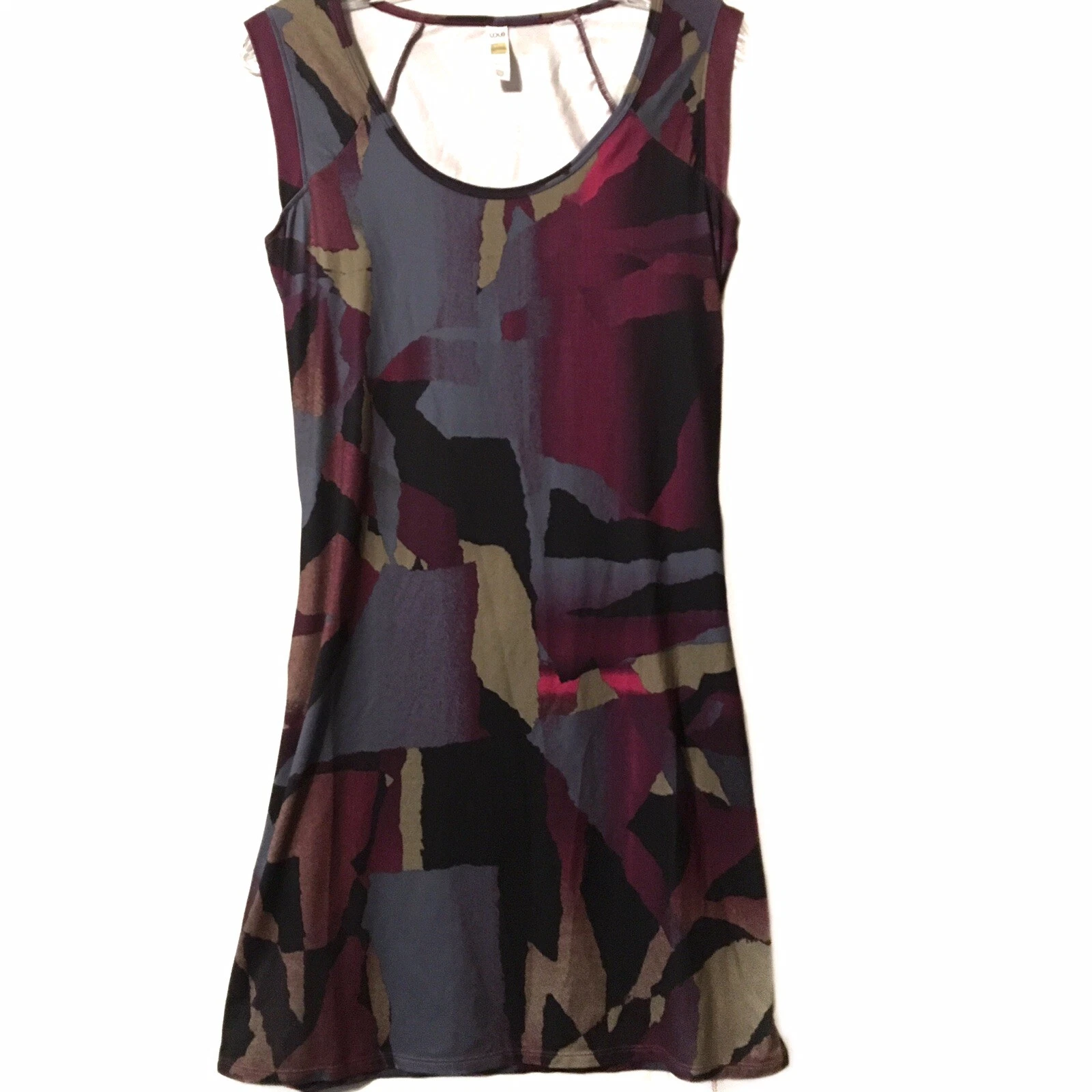 lole dress with belt purple black 