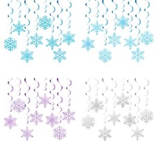 Pack of 8 Hanging Swirls Snowflake Christmas Decoration Set for Holiday Pleasure