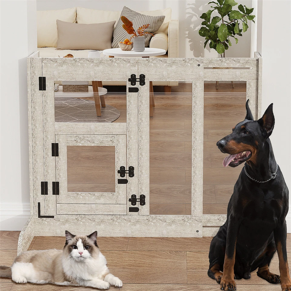 Gehärtetes Glas Treppenschutzgitter Türschutzgitter 77.5-100cm mit Katzentür DE - Bild 4 von 4