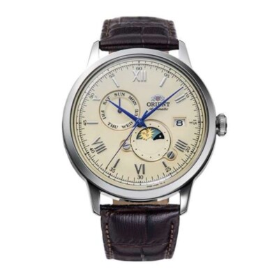 Orient RN-AK0803Y Bambino Sun & Moon Mechanical Automatic Watch New