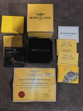 Authentic Vintage Breitling Chrono Avenger Box  Papers & Spare Links Complete 