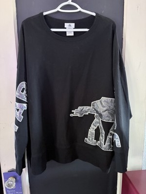 Disney Store Star Wars At At Shirt Women 3X Black Glitter Spell Out Spirit  Top
