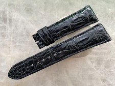 22mm/18mm Black Alligator Crocodile Print Leather Watch Strap Band