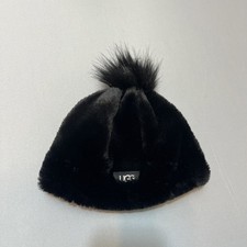 UGG Australia Toddler Girls Faux Fur Pom Pom Beanie, Black Size 4-6 YRS
