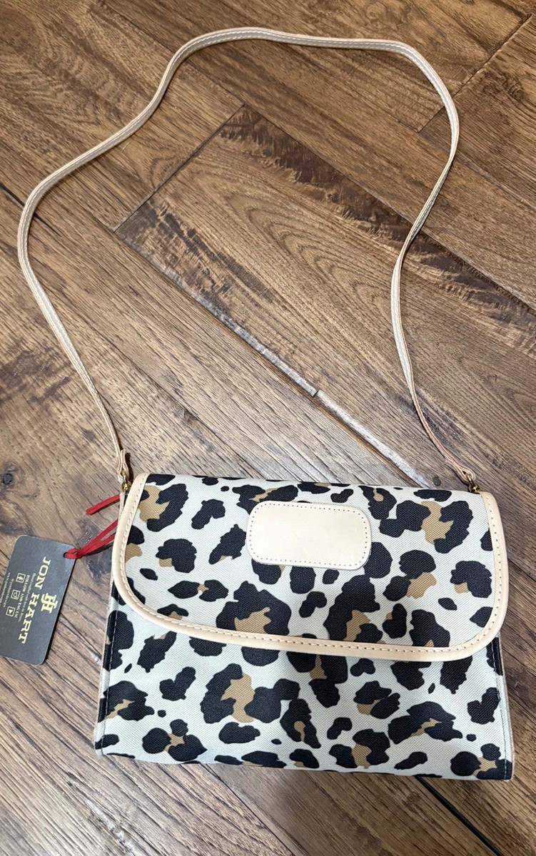 Jon Hart Elizabeth Crossbody leopard 8x10x2 Bag purse Detachable Strap new!