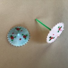 Vintage Doll Plastic Parasols, Set of 2