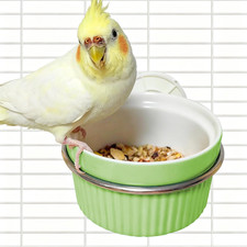Bird Feeder for Cage Bowl, Ceramic Parrot Feeding Cups - Automatic Easy to Clean