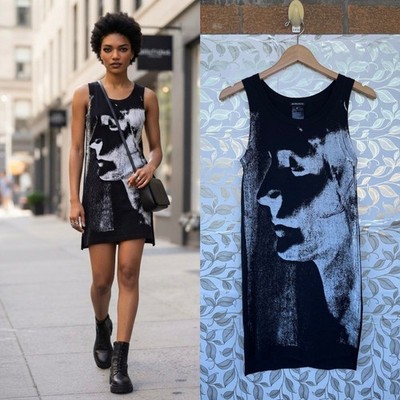 Ann Demeulemeester Cotton Graphic Face Print Mini Dress Tunic Size 40/small