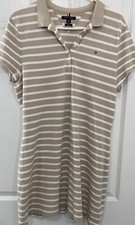 Tan Shirt Dress By Tommy Hilfiger Sz XL Slim Fit Short Sleeve Knee Length