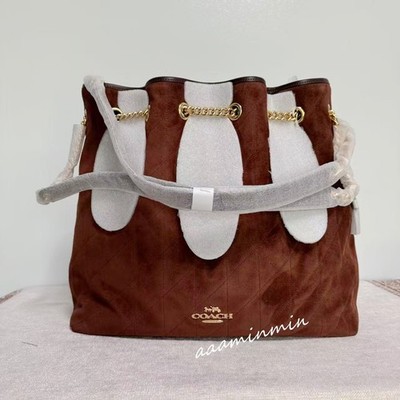 Coach Evelyn Large Shoulder Bag Quilting CCZ83 Suede Leather