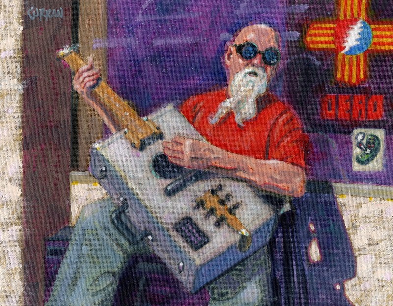 ORIGINAL OIL PAINTING, THE GUITAR MAN, listed artist NR!
