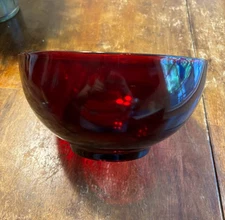 Vintage  Anchor Hocking Royal Ruby Punch Bowl  Popcorn Bowl 10 inches Diameter