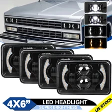 4PCS 4X6" LED Headlights DRL Hi/Lo Beam For Chevrolet R2500 Suburban 1989-1991