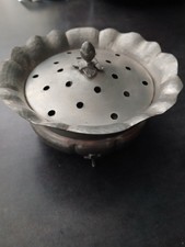 Antico Centrotavola zuppiera in peltro vintage argentato con coperchio anni 50