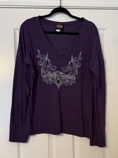 Harley Davidson XL Shirt Women's Purple Long Sleeve Atlanta, GA V-Neck EUC