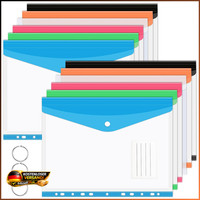 Dokumententasche A4 12 StüCk Transparent Wasserdicht Abheftbar Mit Druckknopf