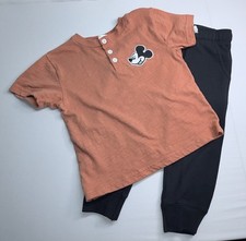 Disney 2T Mickey Mouse Appliqu  Short Sleeve Casual Tee  Jogger Pants Set