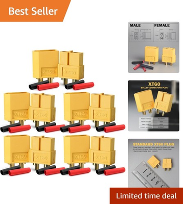 #ad High Temp Nylon XT60 Connectors Kit: 5 Pairs with Heat Shrink for LiPo Batteries $8.54
