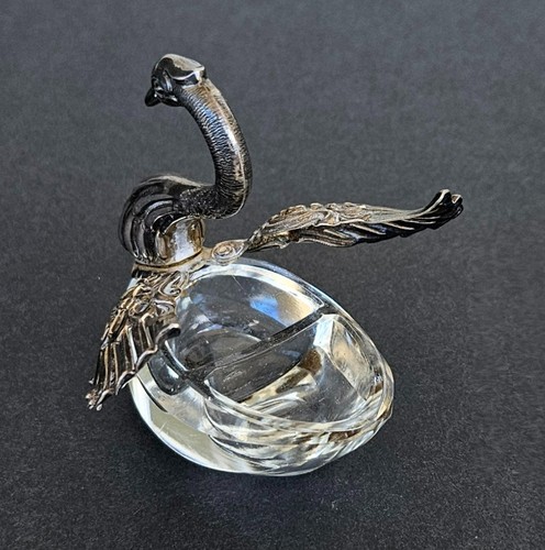Cantina sale pepe cigno vintage tedesca in argento sterling 925 e cristallo - Foto 6 di 13