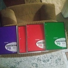 Top Flight Standard 1-Subject Wire Notebook, 70 Sheets,college Rule pack of 4