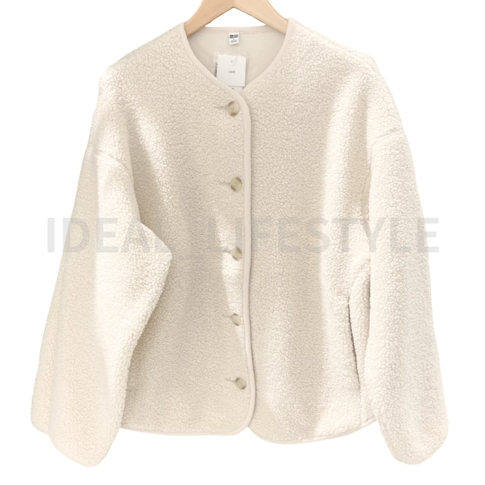 UNIQLO Pile Lined Fleece Relaxed Cardigan S-3XL Oversized Women 479616 NWT - Image 3 of 4