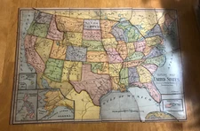 United States Double Sided Dissected Map Puzzle Circa 1800’Flags  On the Back