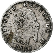 [#1116526] Italy, Vittorio Emanuele II, 20 Centesimi, 1863, Milan, EF, Sil, ver