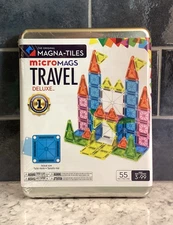 MAGNA-TILES microMAGS Travel Set Deluxe 55 piece Magnetic Construction Set  NEW
