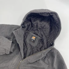 Berne Jacket Womens Large Gray Softstone Hood Duck Canvas Insulated Rugged Chore