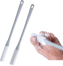 2-Pack Long Handle Toe Foot Cleaning Brush Exfoliating Scrubber Grey