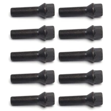 H&R 14255001SW 10 x Black Tapered Seat Wheel Lug Bolts 14 x 1.25 x 50 mm Set Kit