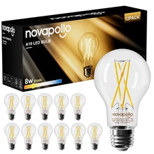 4/6/12x Dimmable Edison Bulbs 60W A19 LED Warm Light E26 Glass Bulbs 2700K 800LM