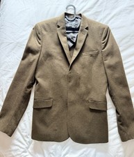 H&M Men’s Brown/Khaki Wool Felt Blazer 38R Single-Breasted 2-Button Lined