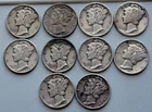 Lot of 10 -  Silver Mercury Dimes - Various Dates As Shown