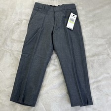 Calvin Klein Boys Slim Fit Stretch Flat Front Oxford Heather Gray Pants Size 4