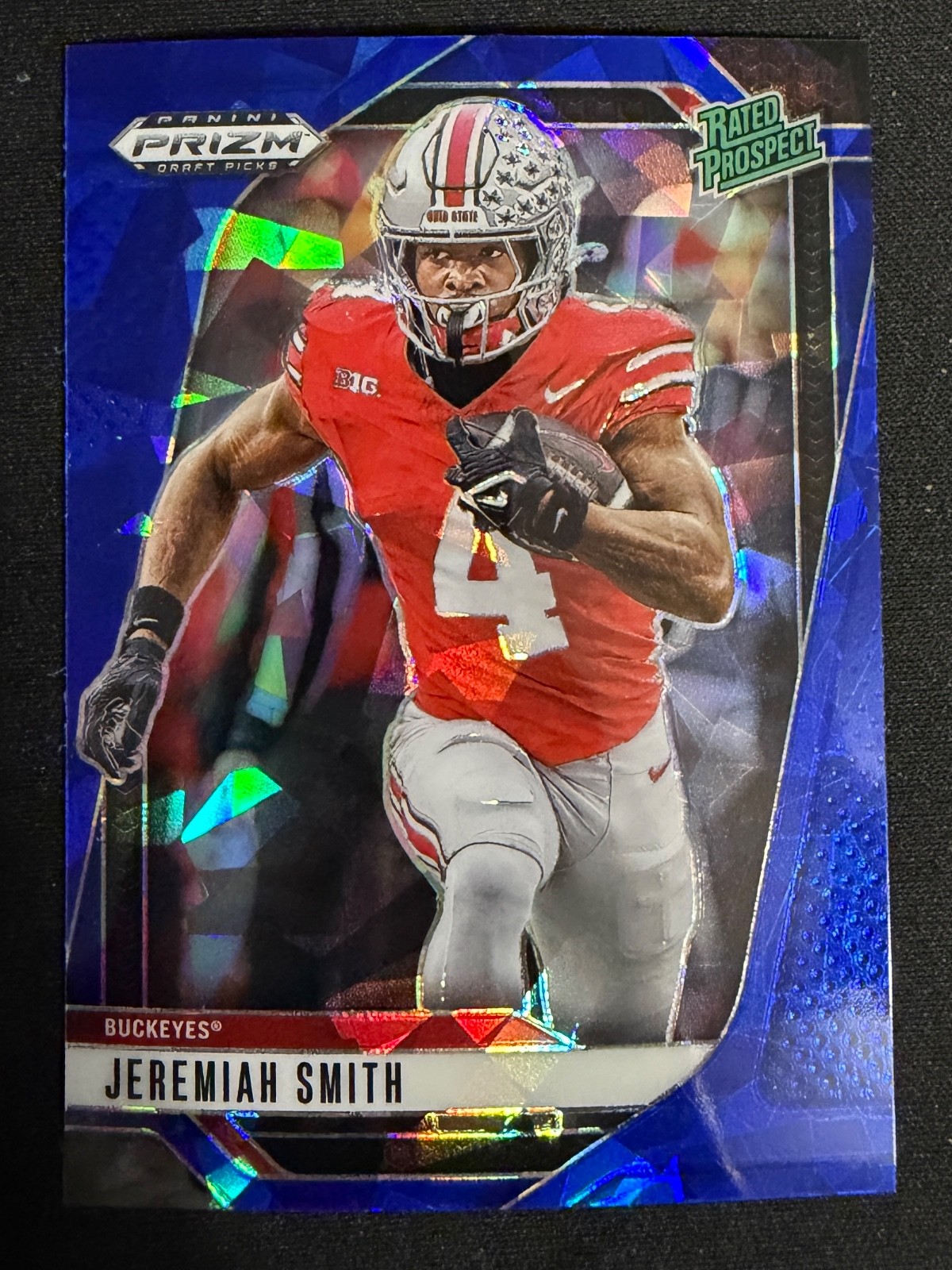 2025 Prizm Draft Picks - JEREMIAH SMITH #160 BLUE CRACKED ICE /149 Ohio State