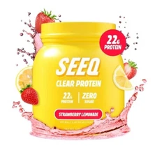 Seeq Clear Protein Powder - Strawberry Lemonade-Whey Protein Isolate-15 Servings