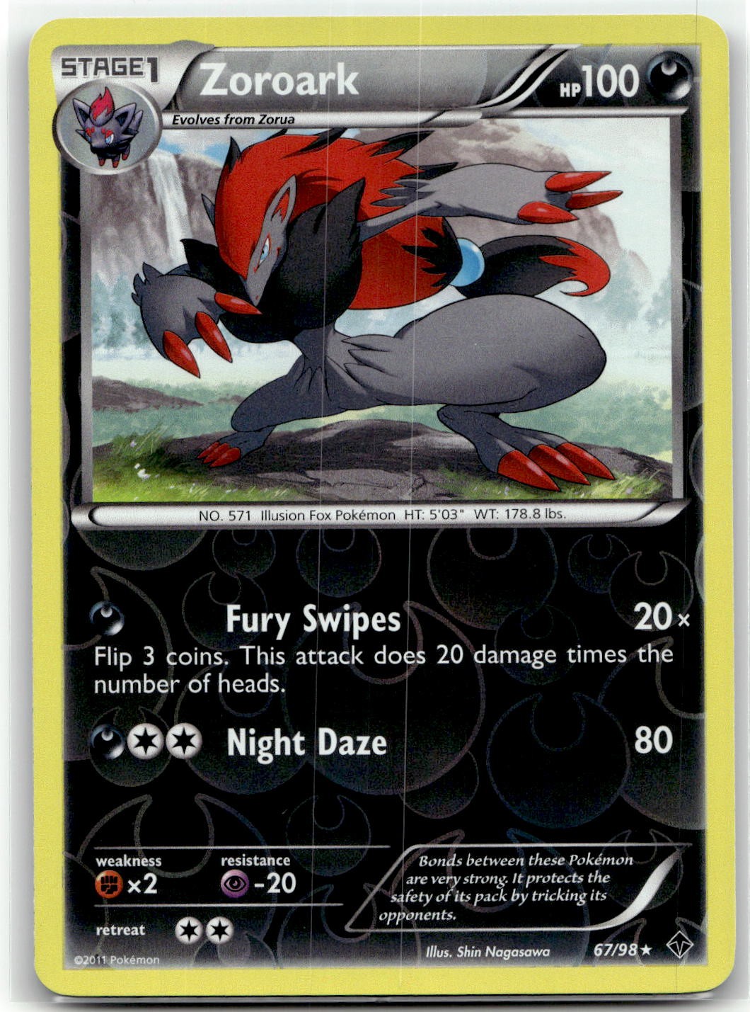 Zoroark 67/98 Rare Emerging Powers Pokemon Reverse Holo LP