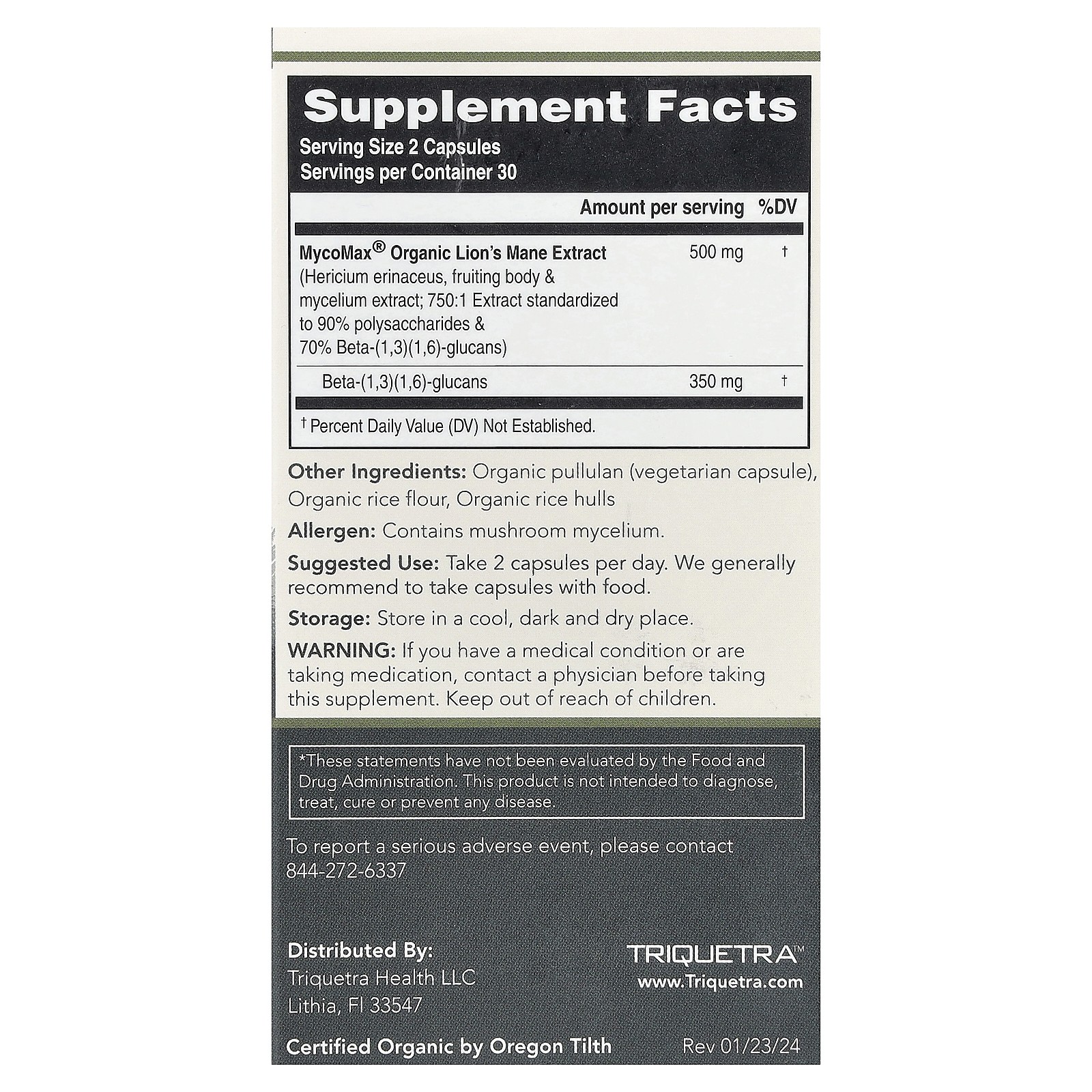 MycoMax®, Lion's Mane Extract, Maximum Strength , 60 Capsules (250 mg per