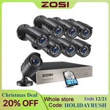 ZOSI H.265 8CH 5MP Lite DVR 1080P HD CCTV Security Camera System IR Night Vision