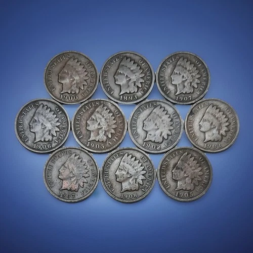 Ten 10 Indian Pennies Cents--VERY NICE DETAILS, Mixed Dates!
