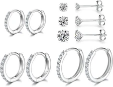 Aretes De Plata 925 Circonita Cúbica Pendientes Para Mujer Niñas Moda En Oferta