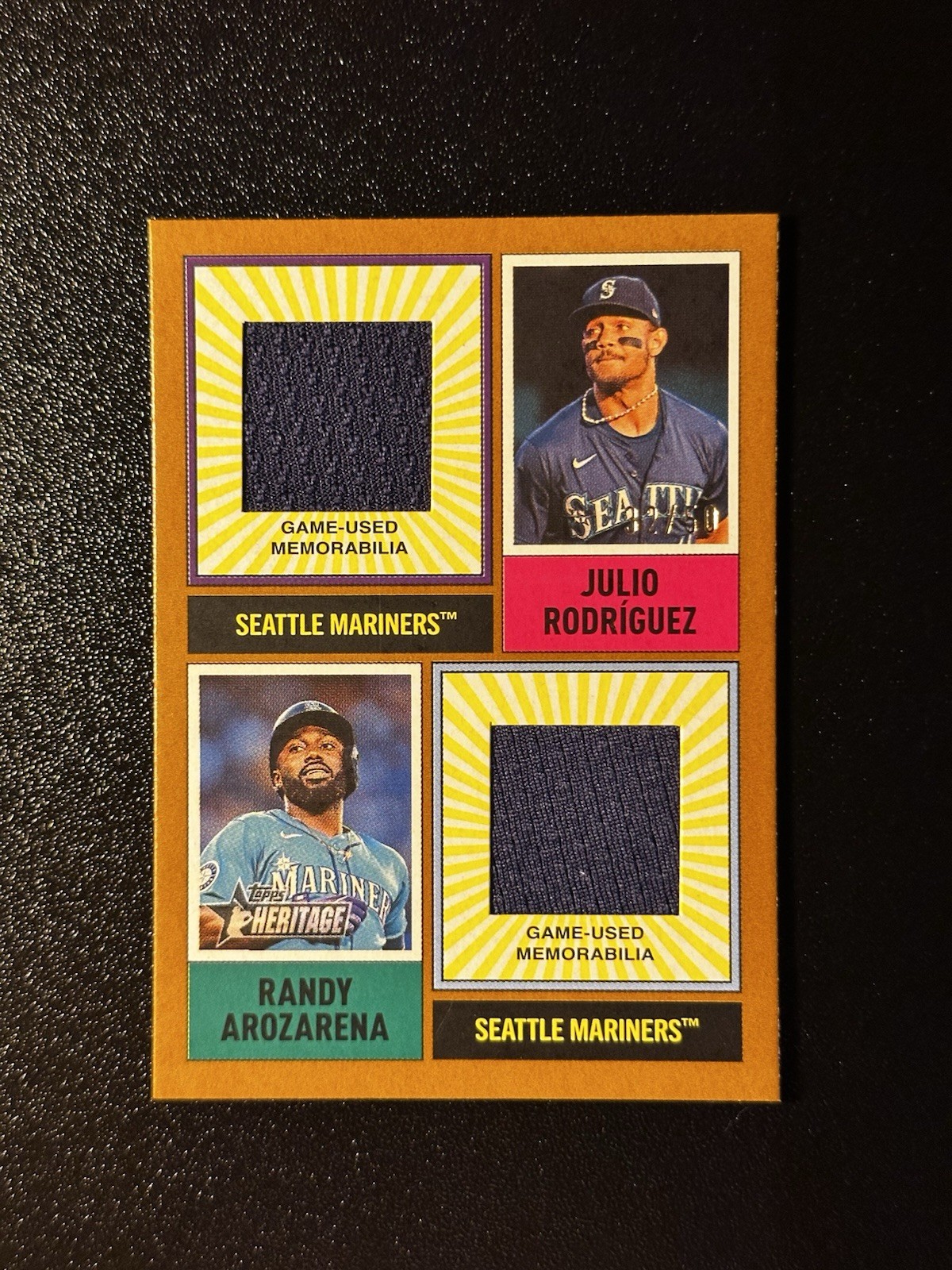 2025 Heritage Julio Rodriguez Randy Arozarena Gold Dual Relic Card 32/50