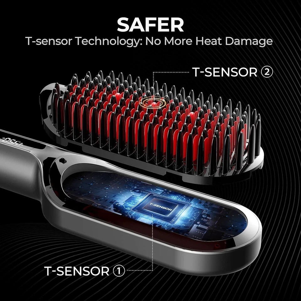 Cepillo alisador de pelo con cerdas densas, 16 temperaturas, doble voltaje NUEVO. Foto 2 de 4