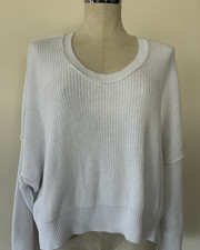NWT AERIE BRIGHT WHITE CHUNKY CROPPED SWEATER OVERSIZE M 59.95 MINOR FLAW