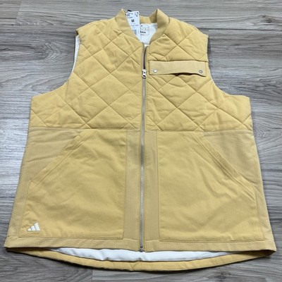Adidas Golf Go-To Quilted Yellow Vest Full-Zip Men's Medium IT2360