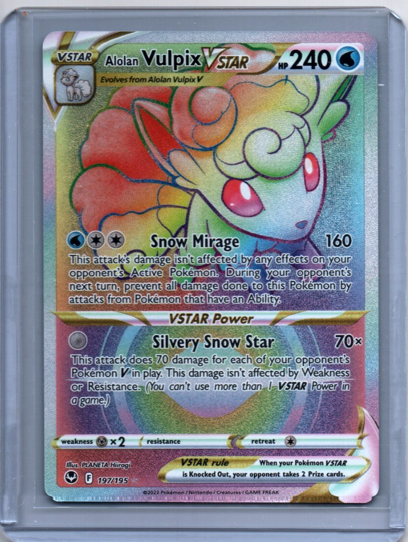 2022 Pokemon Alolan Vulpix Vstar - 197/195 - Secret Rainbow Rare Silver Tempest